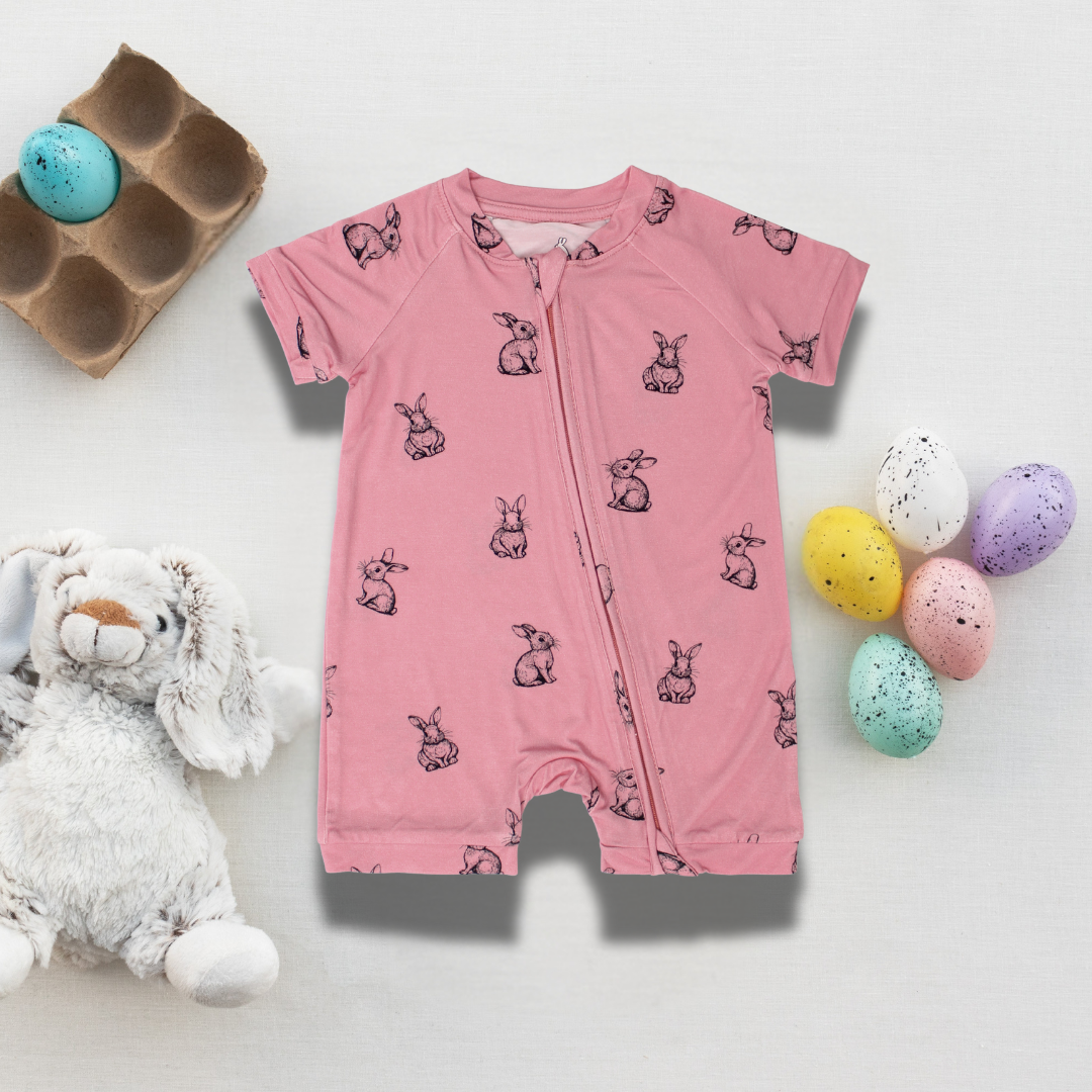 HopHopBunny Premium Bamboo Ultra-soft Baby Playsuit Signature Blue Bunny Design